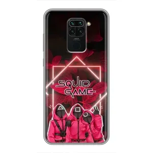 Чехол Гра в кальмара для Xiaomi Redmi Note 9 (Охранники Игра кальмара)