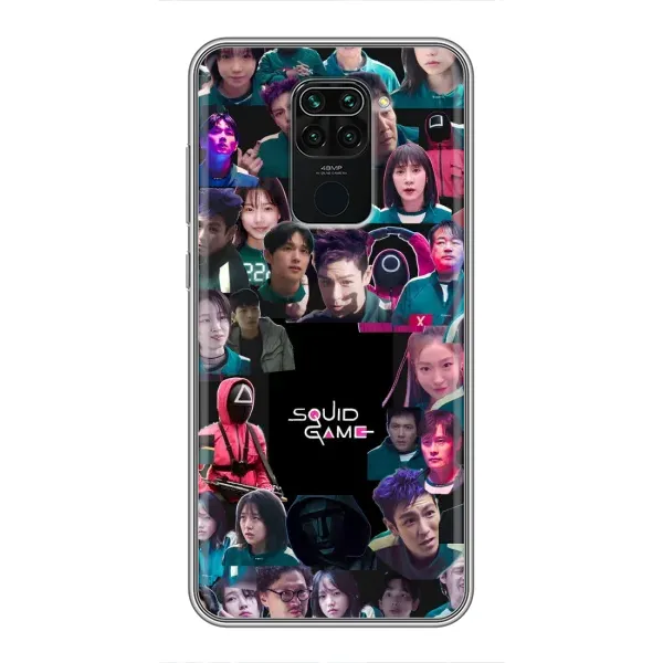 Чехол с принтом «Коллаж Игра кальмара» для Xiaomi Redmi Note 9 Чехол с принтом «Коллаж Игра кальмара» для Xiaomi Redmi Note 9
