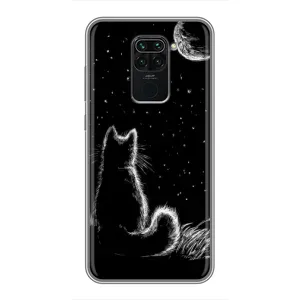 Чохол з принтом для Xiaomi Redmi Note 9 (AlphaPrint) Модні коти (Котик і місяць)