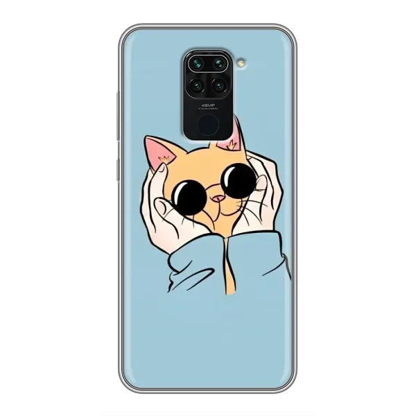 Чехол с принтом «Котик в очках» для Xiaomi Redmi Note 9