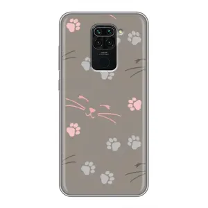 Чехол с рисунком кот на Xiaomi Redmi Note 9 (Лапы и усы)