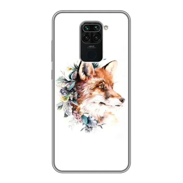 Чехол с принтом «Лисичка в цветочках» для Xiaomi Redmi Note 9