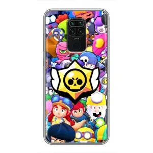 Чехол для Xiaomi Redmi Note 9 Бравл Старс (VPrint) (Лого Brawl Stars)