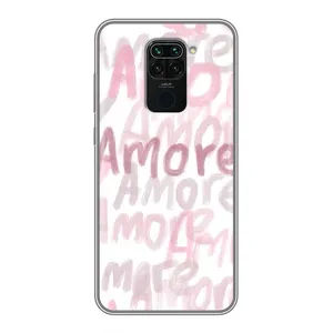 Чехол с розовым рисунком для Xiaomi Redmi Note 9 (Аморе любовь)