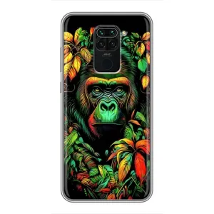 Чохол з Мавпами Xiaomi Redmi Note 9 - (AlphaPrint) (Мавпа в квітах)