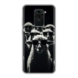 Чехол с принтом стильные животные для Сяоми Редми Ноут 9 (Овечка в очках)