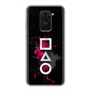 Чехол Гра в кальмара для Xiaomi Redmi Note 9 (Символы Игра кальмара)
