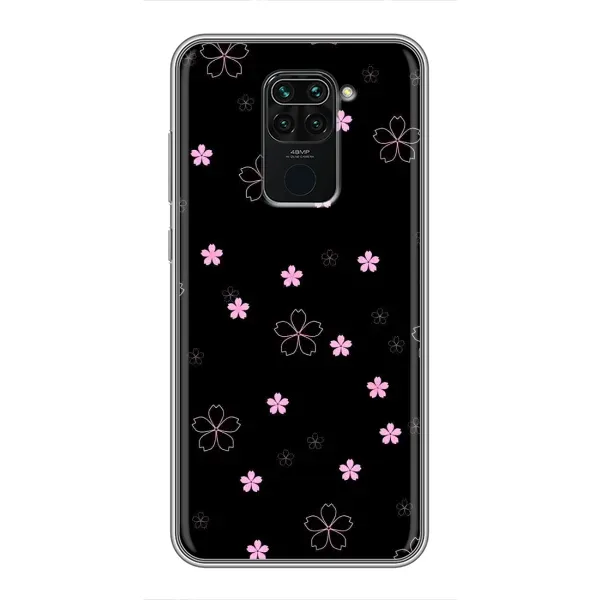 Чехол с принтом «Розовые цветы на черном» для Xiaomi Redmi Note 9