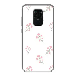 Чехол с розовым рисунком для Xiaomi Redmi Note 9 (Розовые цветы)