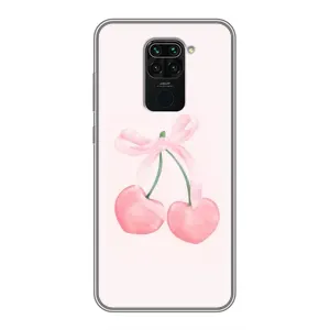 Чехол с розовым рисунком для Xiaomi Redmi Note 9 (Розовые вишни)