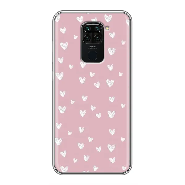 Чехол с принтом «Сердечки на розовом» для Xiaomi Redmi Note 9