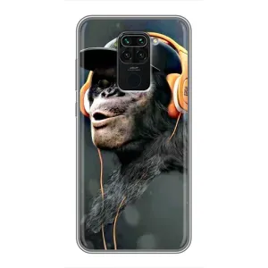 Чохол з Мавпами Xiaomi Redmi Note 9 - (AlphaPrint) (В навушниках)