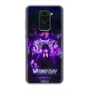 Чехол с дизайном Венздей 2 на Xiaomi Redmi Note 9 (Фиолетовая магия Уэнздей)