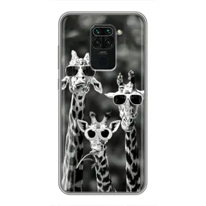 Силіконовий чохол з КАРТИНКАМИ літо для Xiaomi Redmi Note 9 (AlphaPrint) (Жирафи в окулярах)