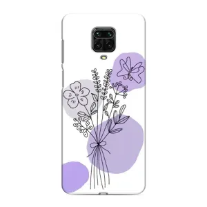 Силконовий чохол з принтом в квітах на Xiaomi Redmi Note 9S (Букет фіолетова абстракція)