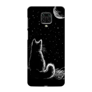 Чохол з принтом для Xiaomi Redmi Note 9S (AlphaPrint) Модні коти (Котик і місяць)