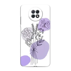 Силконовий чохол з принтом в квітах на Xiaomi Redmi Note 9T (Букет фіолетова абстракція)