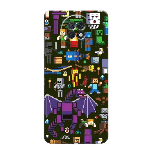 Чохол з принтом «Колаж Майнкрафт» для Xiaomi Redmi Note 9T