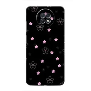 Чохол з розовим принтом для Xiaomi Redmi Note 9T (Рожеві квіти на чорному)