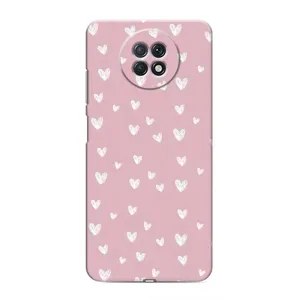 Чохол з розовим принтом для Xiaomi Redmi Note 9T (Сердечки на рожевому)