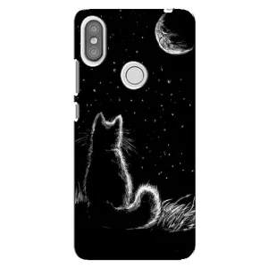 Чохол з принтом для Xiaomi Redmi S2 (AlphaPrint) Модні коти (Котик і місяць)