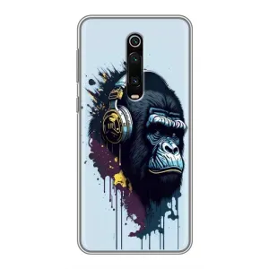 Чехол с Обезьянами Xiaomi Mi 9T - (AlphaPrint) (Горилла в наушниках)