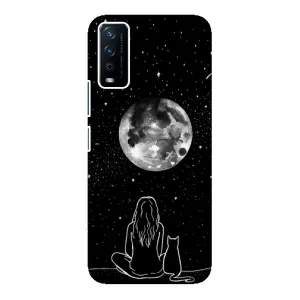 Чехол с рисунком кот на ViVO Y12s (Девушка с котом)