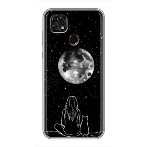 Чехол с рисунком кот на ZTE Blade 20 Smart (Девушка с котом)