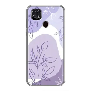 Силиконовый чехол с принтом в цветах на ZTE Blade 20 Smart (Фиолетовые листья абстракция)
