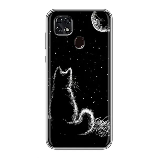 Чехол с принтом «Котик и луна» для ZTE Blade 20 Smart