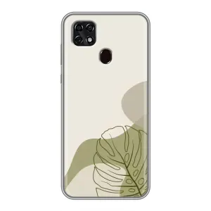Силиконовый чехол с принтом в цветах на ZTE Blade 20 Smart (Зеленая монстера дизайн)