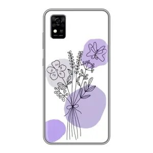 Силконовий чохол з принтом в квітах на ZTE Blade A31 (Букет фіолетова абстракція)