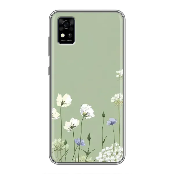 Чехол с принтом «Цветы на зеленом» для ZTE Blade A31