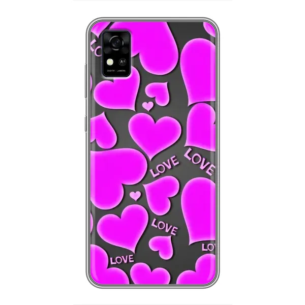 Чехол с принтом «Pink hearts» для ZTE Blade A31