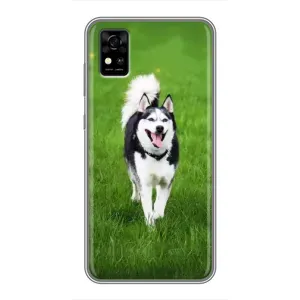 Чехол с Хаски для ZTE Blade A31 - (AlphaPrint) (Радостный Хаски)