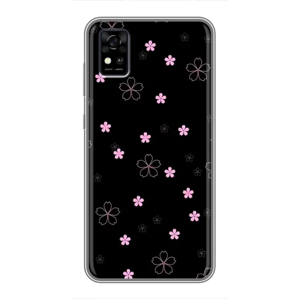 Чехол с принтом «Розовые цветы на черном» для ZTE Blade A31