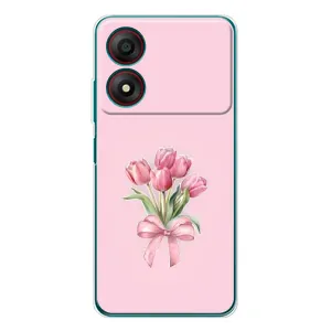 Чехол с розовым рисунком для ZTE Blade A34 (Букет цветов)