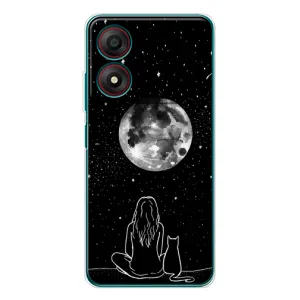 Чехол с рисунком кот на ZTE Blade A34 (Девушка с котом)