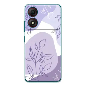 Силиконовый чехол с принтом в цветах на ZTE Blade A34 (Фиолетовые листья абстракция)