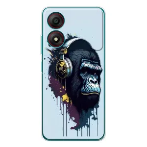 Чехол с Обезьянами ZTE Blade A34 - (AlphaPrint) (Горилла в наушниках)