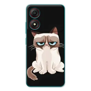 Чехол с принтом для ZTE Blade A34 (AlphaPrint) Модные коты (Грустный кот)