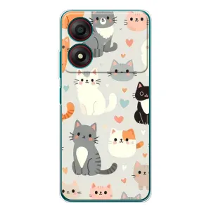 Чехол с рисунком кот на ZTE Blade A34 (Коллаж котов)