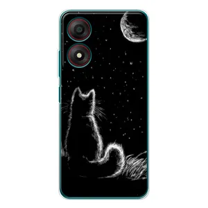 Чехол с принтом для ZTE Blade A34 (AlphaPrint) Модные коты (Котик и луна)