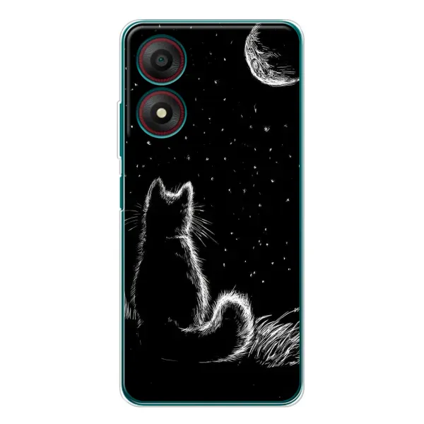 Чехол с принтом «Котик и луна» для ZTE Blade A34