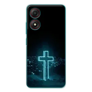 Чехол для ZTE Blade A34 (AlphaPrint) - (Христианские) (Крест и город)