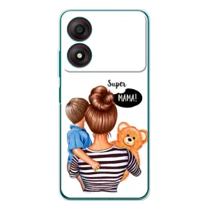 Чехол с печатью для ZTE Blade A34 - (Мама с ребенком) (AlphaPrint) (Мама с сыном)