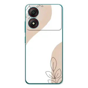 Силиконовый чехол с принтом в цветах на ZTE Blade A34 (Нюдовая веточка абстракция)