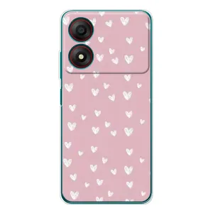 Чехол с розовым рисунком для ZTE Blade A34 (Сердечки на розовом)
