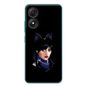 Чехлы Венсдей на ZTE Blade A34 Уэнсдей (AlphaPrint) (серьезная Уэнздей)