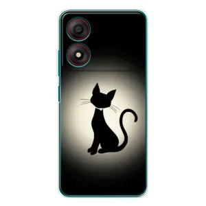 Чехол с принтом для ZTE Blade A34 (AlphaPrint) Модные коты (Силуэт котика)